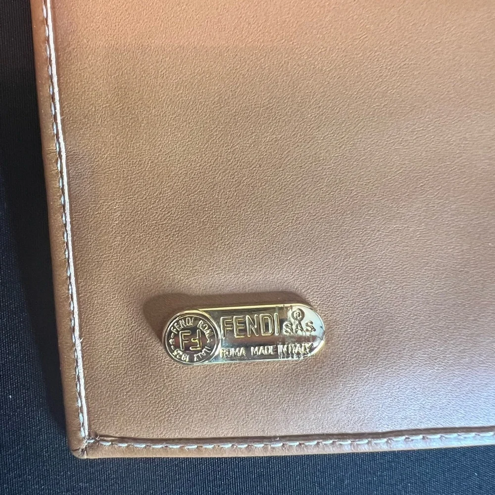 Fendi Striped Wallet with Tan Trim